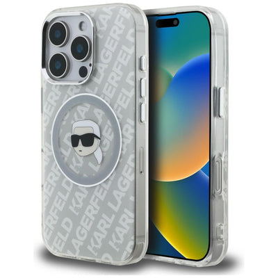 Karl Lagerfeld IML Karl Head Logo MagSafe Case for iPhone 16 Pro - Gray