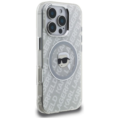 Karl Lagerfeld IML Karl Head Logo MagSafe Case for iPhone 16 Pro - Gray