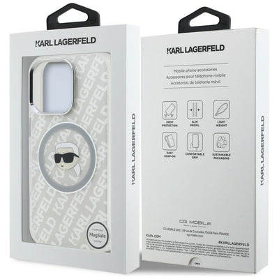 Karl Lagerfeld IML Karl Head Logo MagSafe Case for iPhone 16 Pro - Gray
