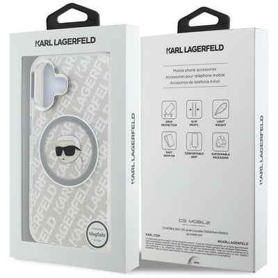 Karl Lagerfeld IML Karl Head Logo MagSafe Case for iPhone 16 - Gray