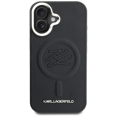 Karl Lagerfeld Initial &amp; Metal Logo MagSafe Case for iPhone 16 - Black