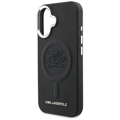 Karl Lagerfeld Initial &amp; Metal Logo MagSafe Case for iPhone 16 - Black
