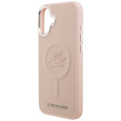 Karl Lagerfeld Initial &amp; Metal Logo MagSafe Case for iPhone 16 Plus - Pink