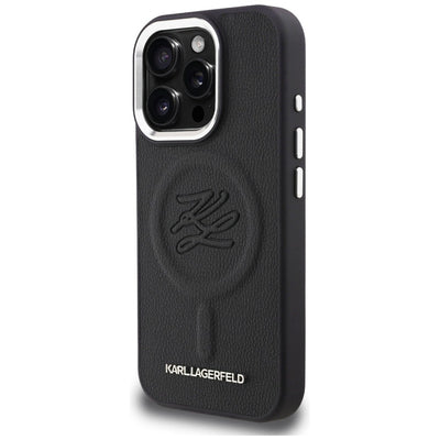 Karl Lagerfeld Initial &amp; Metal Logo MagSafe Case for iPhone 16 Pro - Black