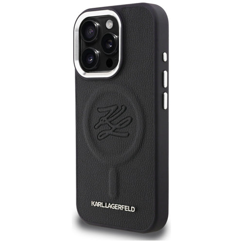 Karl Lagerfeld Initial &amp; Metal Logo MagSafe Case for iPhone 16 Pro - Black