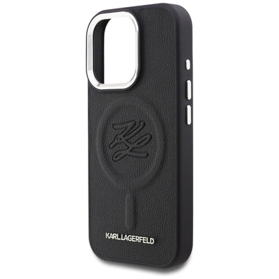 Karl Lagerfeld Initial &amp; Metal Logo MagSafe Case for iPhone 16 Pro - Black