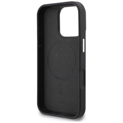Karl Lagerfeld Initial &amp; Metal Logo MagSafe Case for iPhone 16 Pro - Black