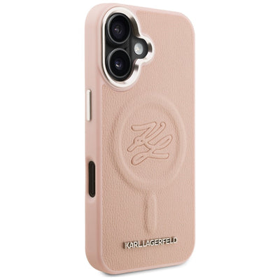 Karl Lagerfeld Initial &amp; Metal Logo MagSafe iPhone 16 Case - Pink
