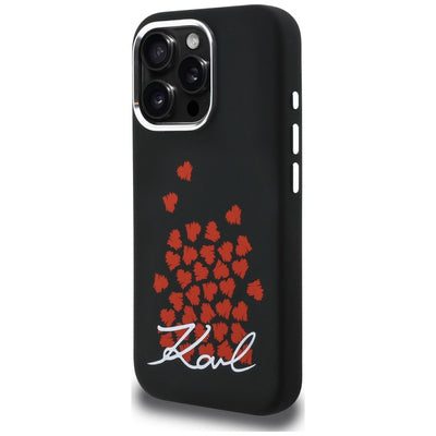 Karl Lagerfeld Silicone Heart Sign Logo MagSafe Case for iPhone 16 Pro - Black