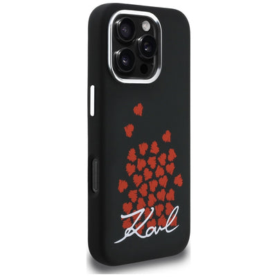 Karl Lagerfeld Silicone Heart Sign Logo MagSafe Case for iPhone 16 Pro Max - Black