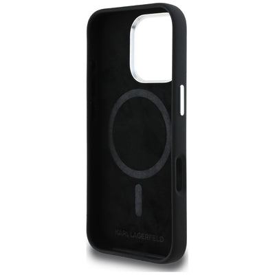 Karl Lagerfeld Silicone Heart Sign Logo MagSafe Case for iPhone 16 Pro Max - Black