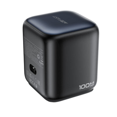 Acefast Z10 GaN 100W 3xUSB Desktop Charger with Retractable USB-C Cable and TFT Display - Black