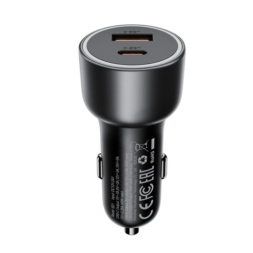 Acefast B21 75W USB-C + USB-A Car Charger - Black