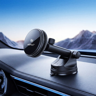 Acefast D67 Magnetic Dashboard Car Mount with Qi2 25W Wireless Charging and Cooling - Black