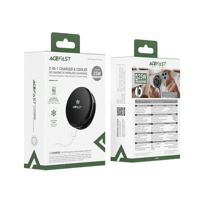 Acefast E47 Qi2 25W Magnetic Wireless Charger with Cooling - Black