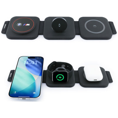 BMW M Qi2 15W Print Logo 3-in-1 Wireless Charger - Red
