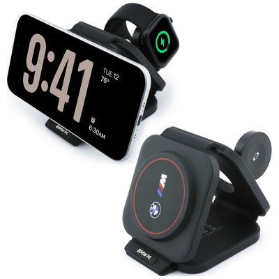 BMW M Qi2 15W Print Logo 3-in-1 Wireless Charger - Red