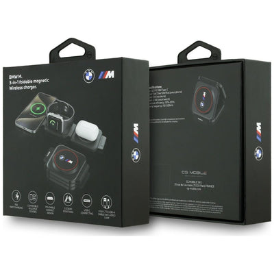 BMW M Qi2 15W Print Logo 3-in-1 Wireless Charger - Red