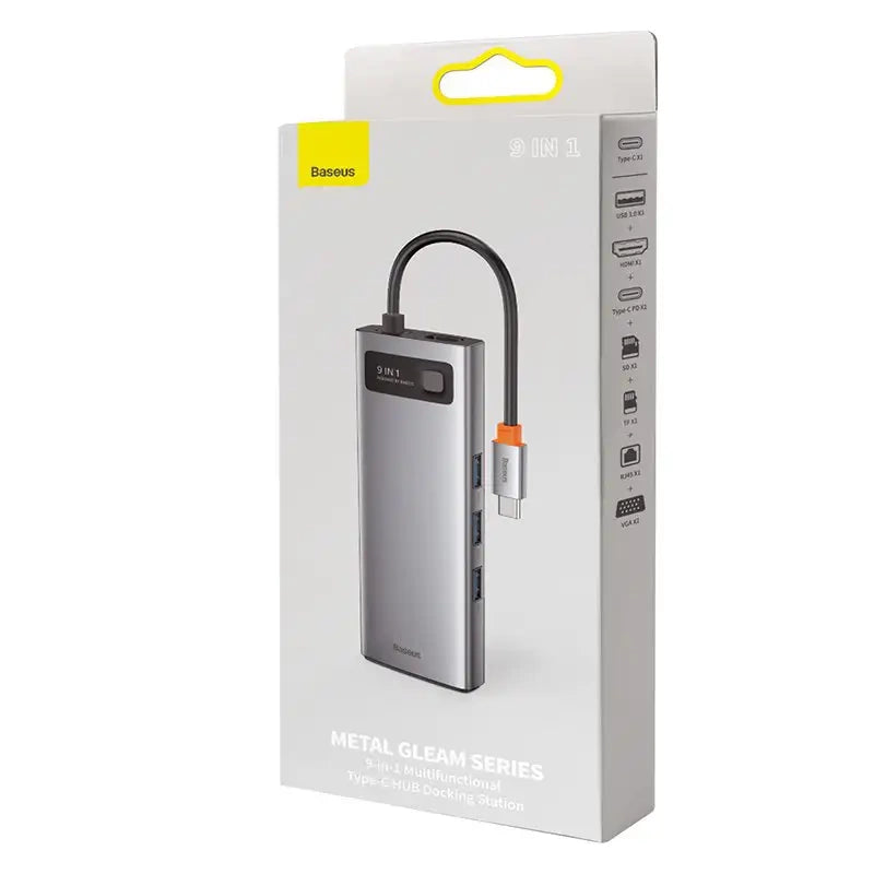 Hub 9in1 Baseus Metal Gleam Series, USB-C to 3x USB 3.0 + HDMI + USB-C PD + Ethernet RJ45 + microSD/SD + VGA - Product Image 8