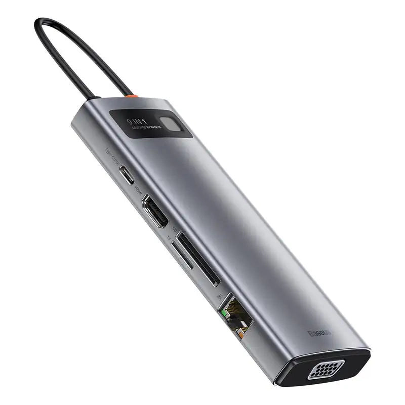 Hub 9in1 Baseus Metal Gleam Series, USB-C to 3x USB 3.0 + HDMI + USB-C PD + Ethernet RJ45 + microSD/SD + VGA - Product Image 6