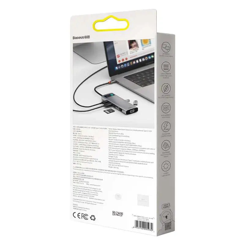 Hub 9in1 Baseus Metal Gleam Series, USB-C to 3x USB 3.0 + HDMI + USB-C PD + Ethernet RJ45 + microSD/SD + VGA - Product Image 9