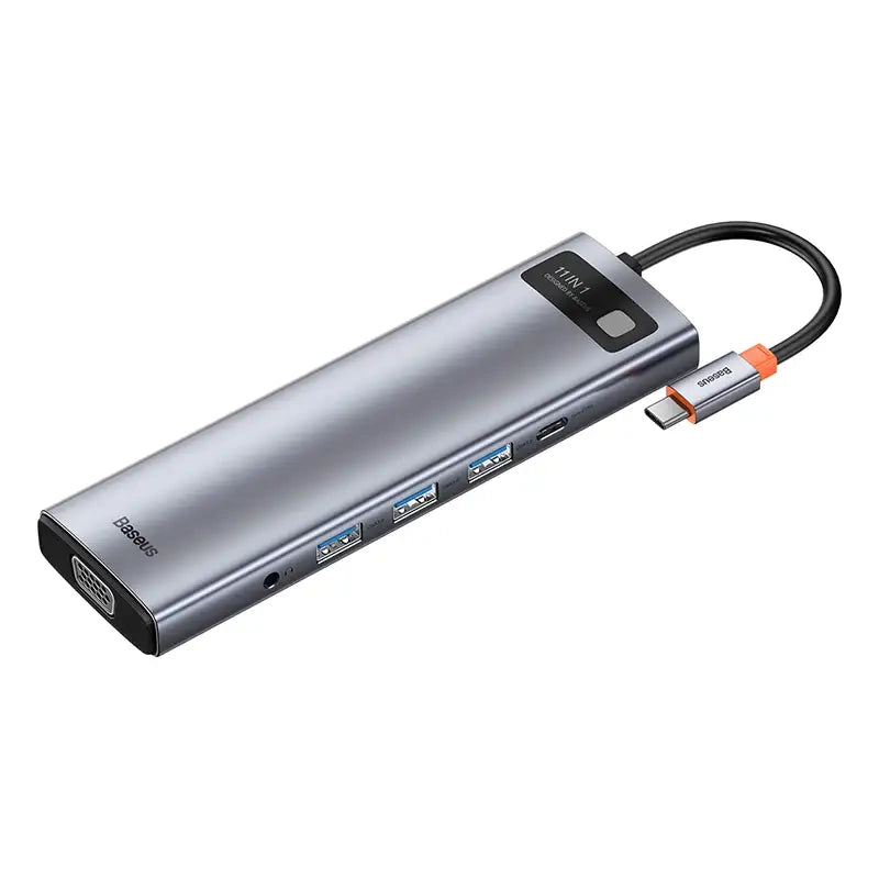 Hub 11in1 Baseus Metal Gleam Series, USB-C to 3x USB 3.0 + 2x HDMI + USB-C PD + Ethernet RJ45 + microSD/SD + VGA + AUX - Product Image 6