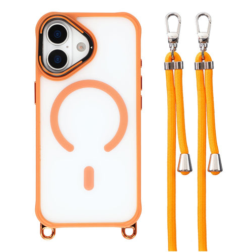 iPhone 17 Case with Adjustable Crossbody Lanyard and MagSafe Compatible Camera Frame as a Stand - Orange — Hurtel