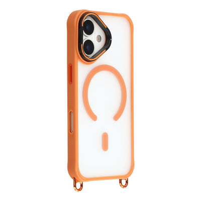 iPhone 17 Case with Adjustable Crossbody Lanyard and MagSafe Compatible Camera Frame as a Stand - Orange — Hurtel