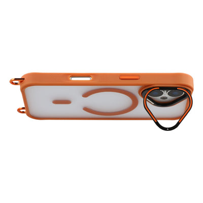 iPhone 17 Case with Adjustable Crossbody Lanyard and MagSafe Compatible Camera Frame as a Stand - Orange — Hurtel