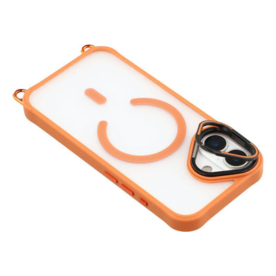 iPhone 17 Case with Adjustable Crossbody Lanyard and MagSafe Compatible Camera Frame as a Stand - Orange — Hurtel