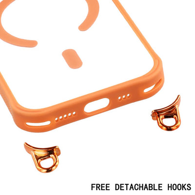 iPhone 17 Case with Adjustable Crossbody Lanyard and MagSafe Compatible Camera Frame as a Stand - Orange — Hurtel