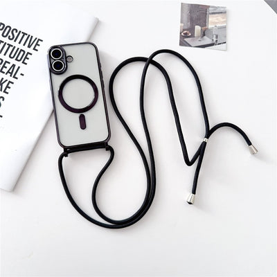 iPhone 17 Case with Crossbody Strap, MagSafe Compatible - Black — Hurtel
