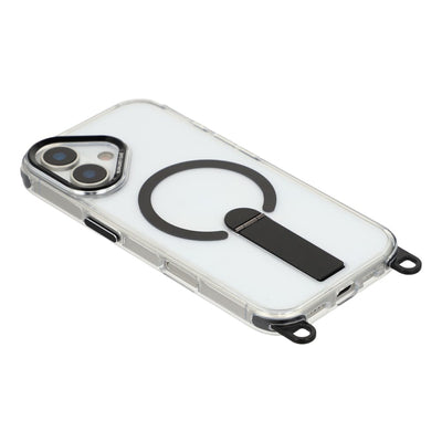 iPhone 17 case with stand, short strap (30 cm) and long strap (120 cm), compatible with MagSafe - black — Hurtel