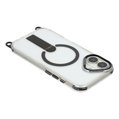 iPhone 17 case with stand, short strap (30 cm) and long strap (120 cm), compatible with MagSafe - black — Hurtel