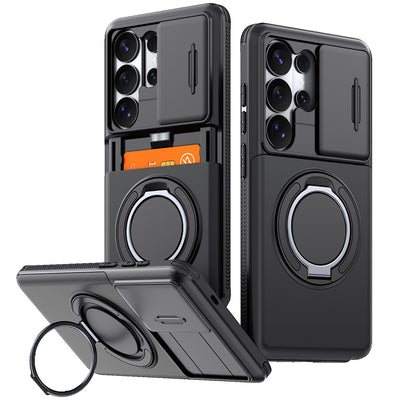 Samsung Galaxy S26 Ultra Magnetic Case with 360° Metal Ring and Camera Cover - Black — Hurtel