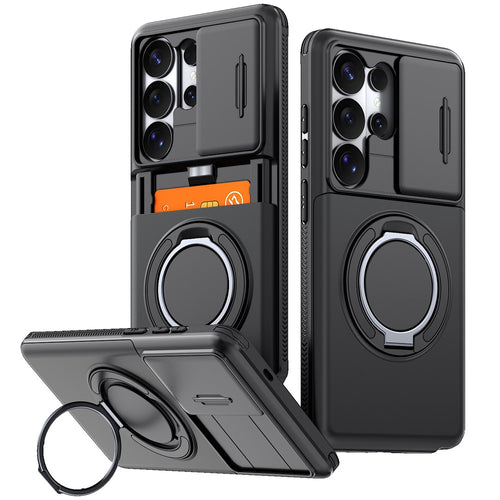 Samsung Galaxy S26 Ultra Magnetic Case with 360° Metal Ring and Camera Cover - Black — Hurtel
