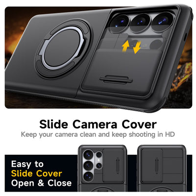 Samsung Galaxy S26 Ultra Magnetic Case with 360° Metal Ring and Camera Cover - Black — Hurtel