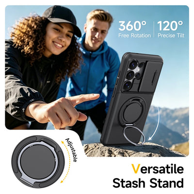 Samsung Galaxy S26 Ultra Magnetic Case with 360° Metal Ring and Camera Cover - Black — Hurtel