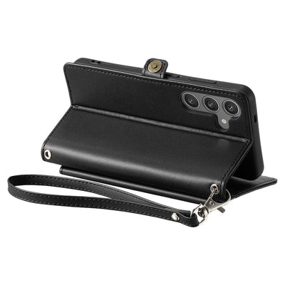 Samsung Galaxy A56 5G Leather Wallet Case with Stand Function and Straps - Black — Hurtel