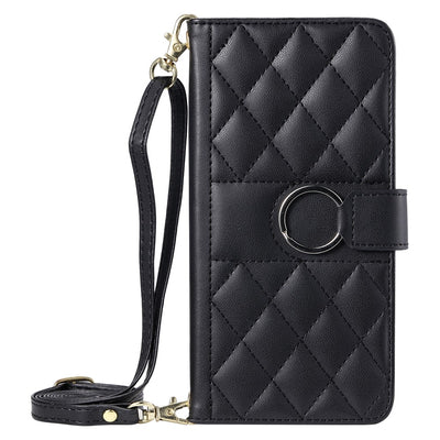 Samsung Galaxy A37 5G Leather Wallet Case with Stand and Shoulder Strap - Black — Hurtel