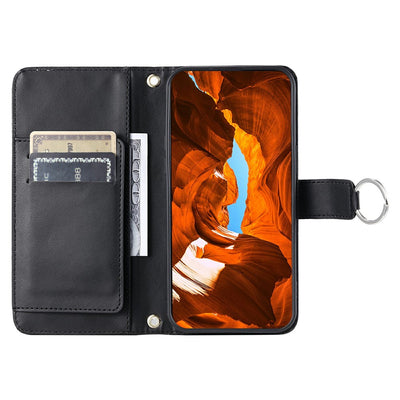 Samsung Galaxy A37 5G Leather Wallet Case with Stand and Shoulder Strap - Black — Hurtel
