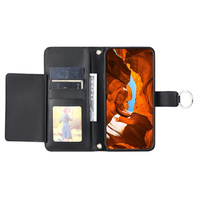 Samsung Galaxy A37 5G Leather Wallet Case with Stand and Shoulder Strap - Black — Hurtel
