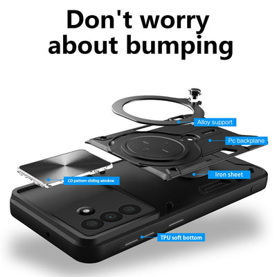 Samsung Galaxy A17 4G / A17 5G / A18 / A26 Case with Stand and Sliding Lens Cover - Black — Hurtel