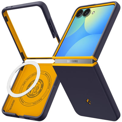 Spigen Nano Pop MagSafe Case for Samsung Galaxy Z Flip 8 - Navy Blue and Yellow