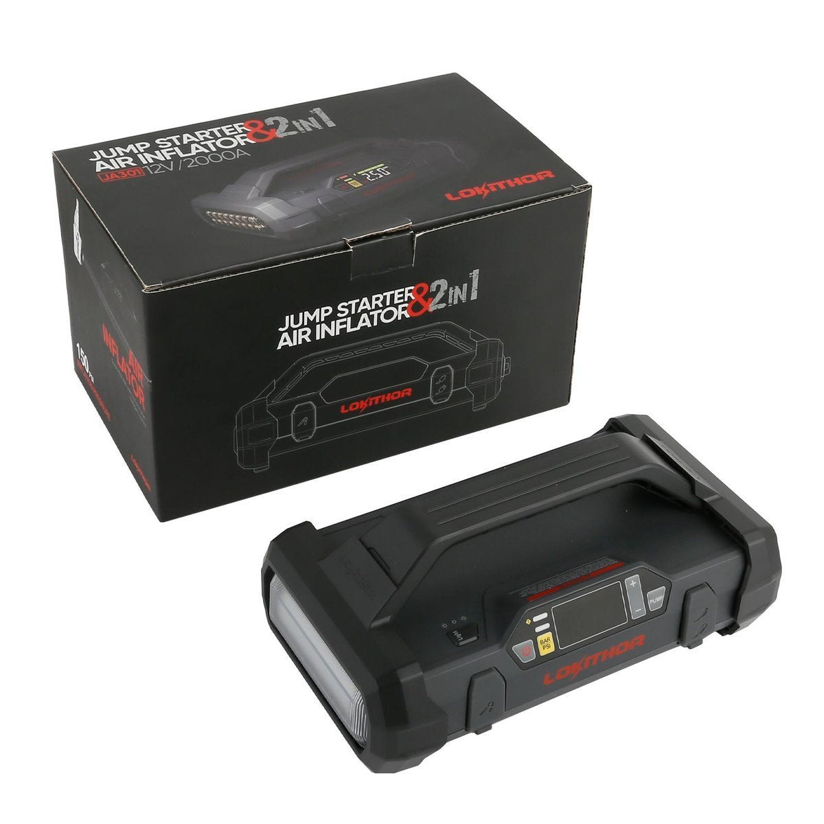 Lokithor JA301 Jump Starter / Booster 2000A + Powerbank 20000mAh + Compressor + Flashlight 4-in-1 Device - Product Image 6