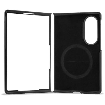 BMW M Leather Perforated Tricolor Stripe Metal Logos MagSafe Case for Samsung Galaxy Z Fold 8 - Black