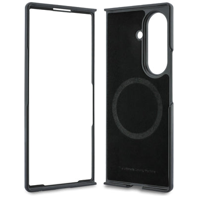 BMW M Leather Perforated Tricolor Stripe Metal Logos MagSafe Case for Samsung Galaxy Z Fold 8 Ultra - Black