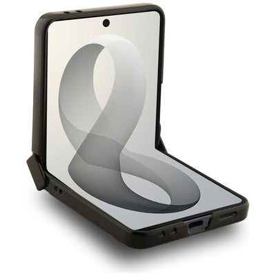 Guess Magnetic Ring Stand Grained Classic Logo MagSafe case for Samsung Galaxy Z Flip 8 - beige