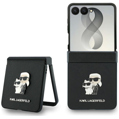 Karl Lagerfeld Karl&amp;Choupette Saffiano Pins Case for Samsung Galaxy Z Flip 8 - Black