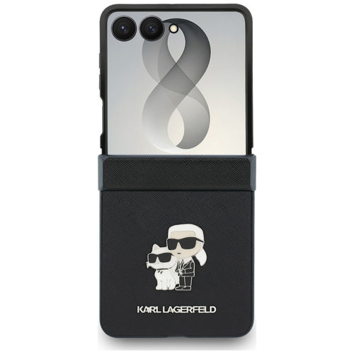 Karl Lagerfeld Karl&amp;Choupette Saffiano Pins Case for Samsung Galaxy Z Flip 8 - Black
